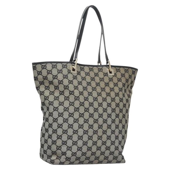 GUCCI GG Canvas Tote Bag Navy Gold 002 002 - Picture 1 of 16